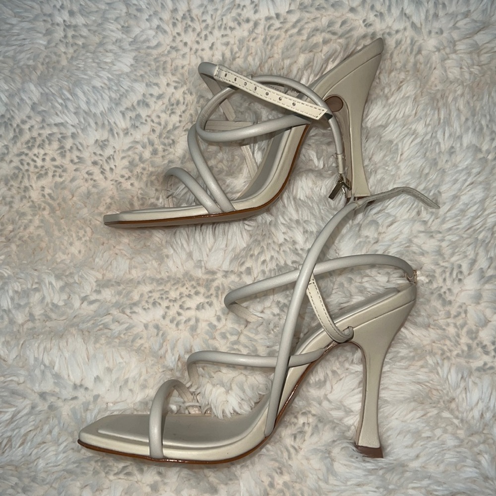 White Shultz heels